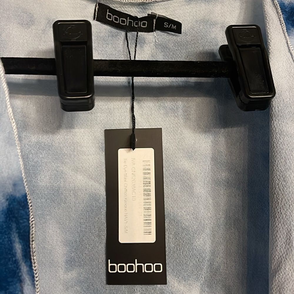 BOOHOO Maxi Kimono S/M NWT Blue Tie Dye - Picture 3 of 4